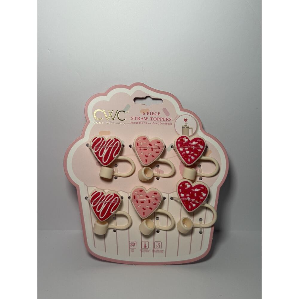 Cook With Color (CWC) Valentine's Straw Toppers Covers BNWT | 6 DIFFERENT SETS! - Picture 3 of 8